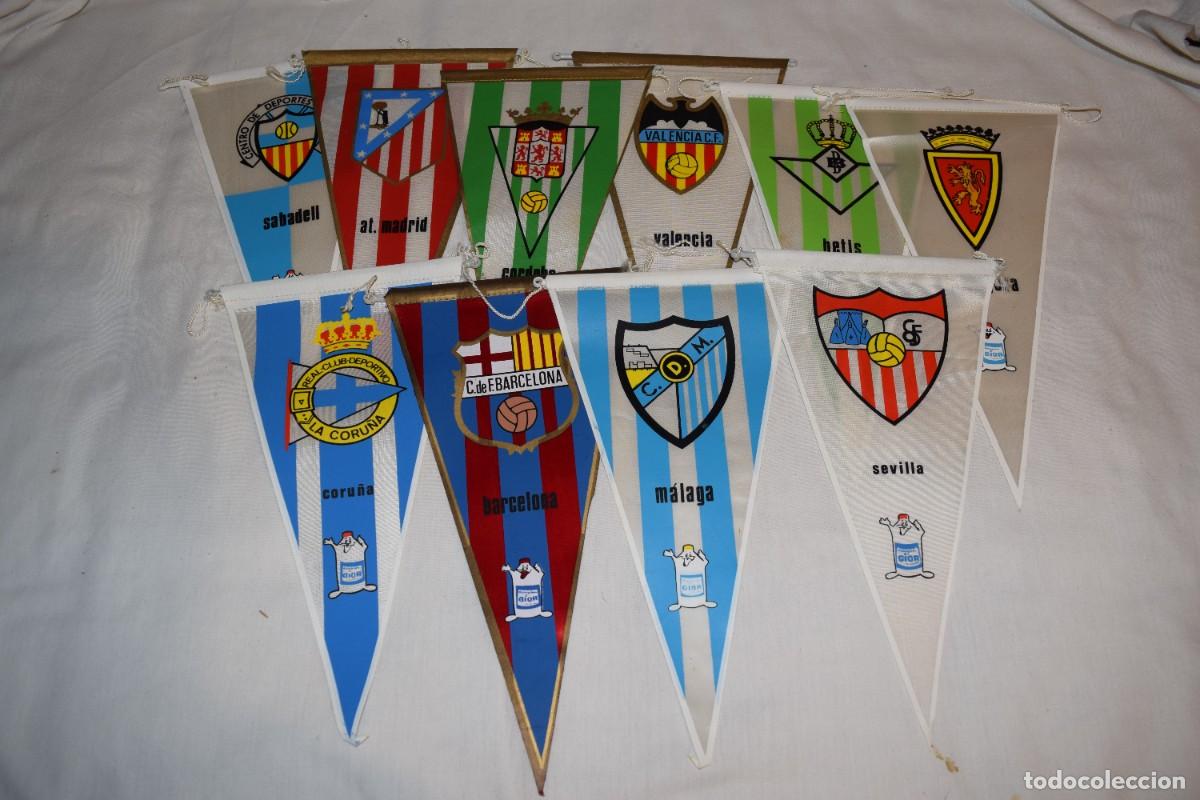 Coleccionismo deportivo: Vintage, a&ntilde;os 60 - 10 Antiguos BANDERINES, escudos EQUIPOS FUTBOL - Publicidad GIOR - &iexcl;Mira fotos!