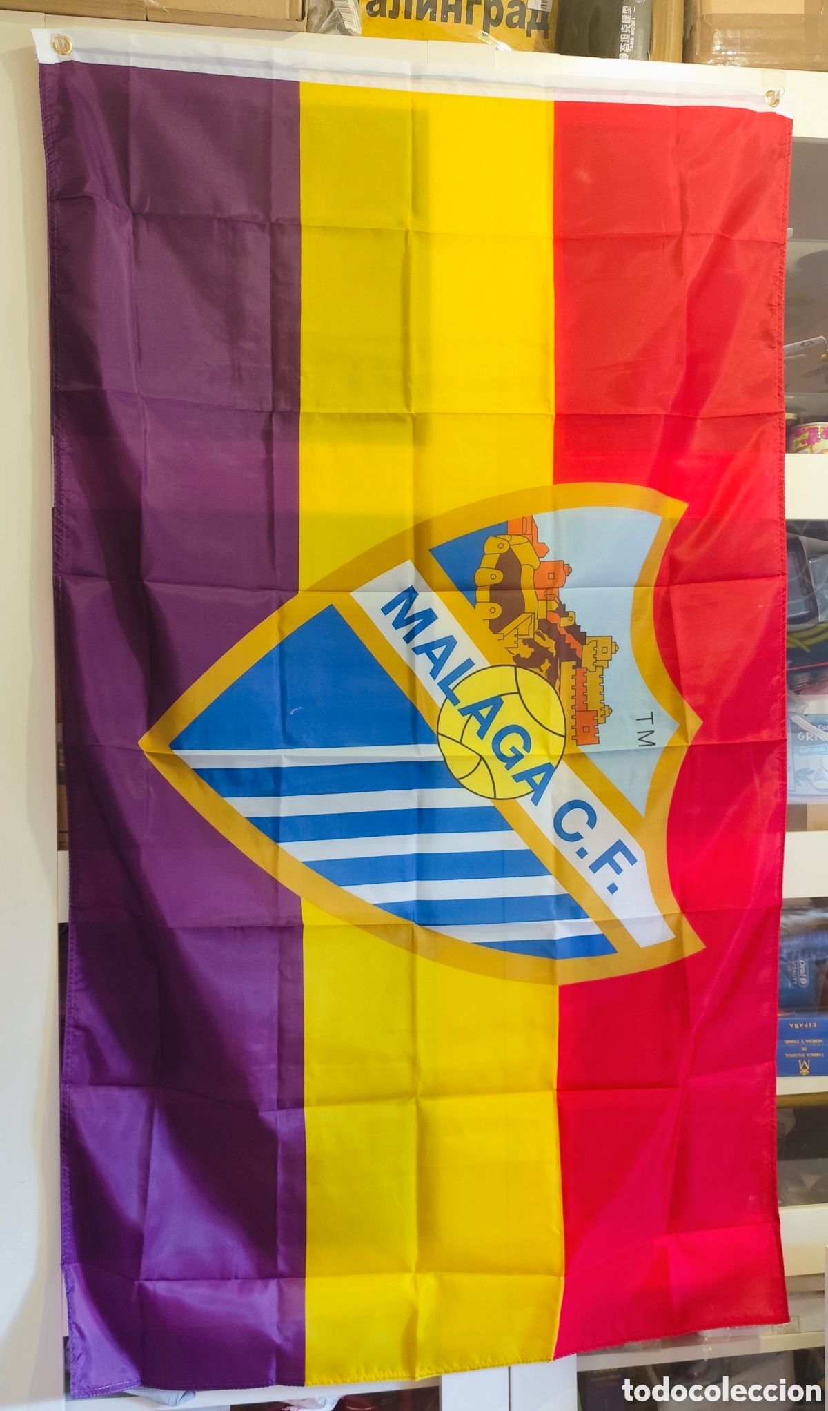 Coleccionismo deportivo: Bandera M&aacute;laga FC Rep&uacute;blica