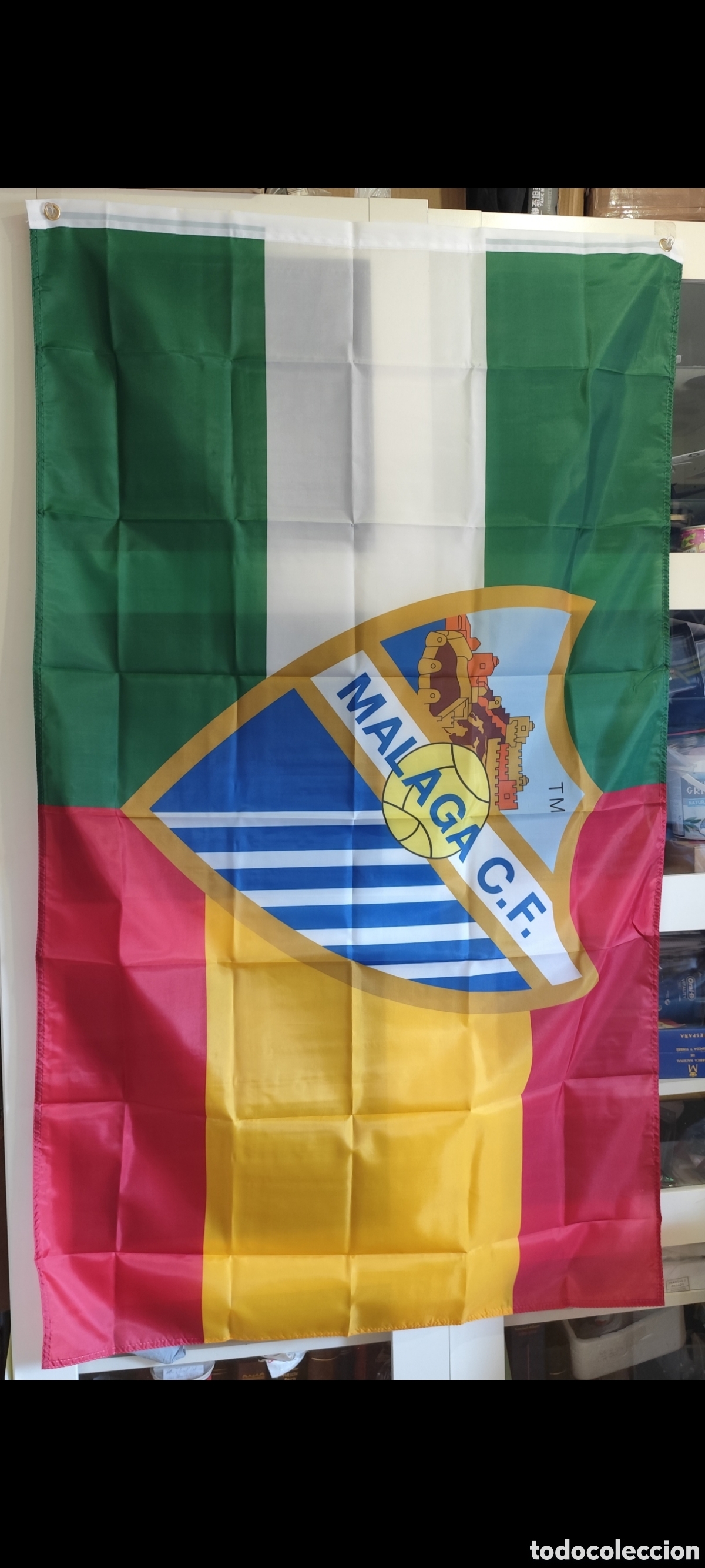 Coleccionismo deportivo: Bandera M&aacute;laga FC Espa&ntilde;a Andaluc&iacute;a