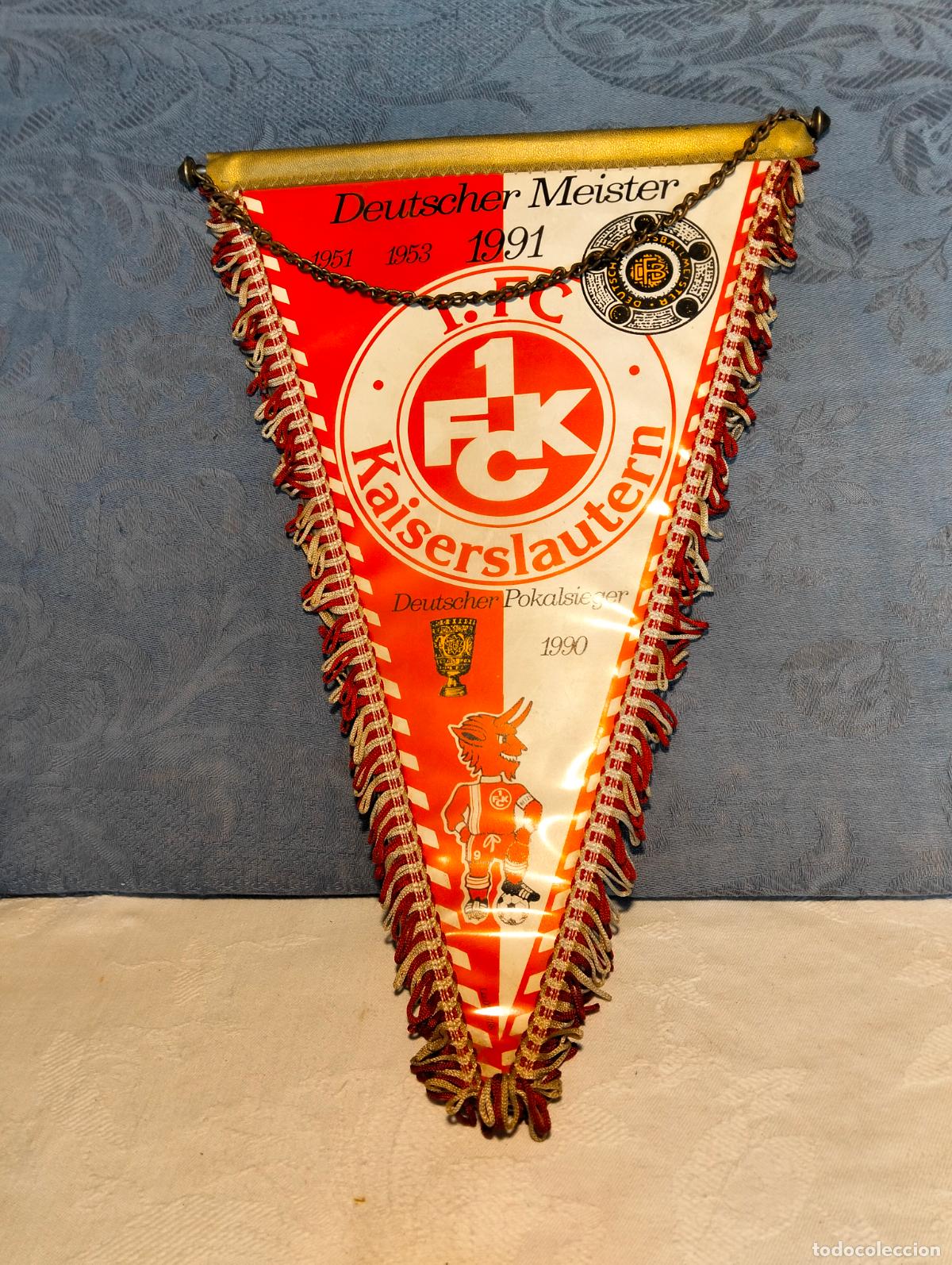 Colecionismo desportivo: Bander&iacute;n vintage de f&uacute;tbol deportivo bandera Deutscher Meister 1990 1991 1fck kaiserslautern fc