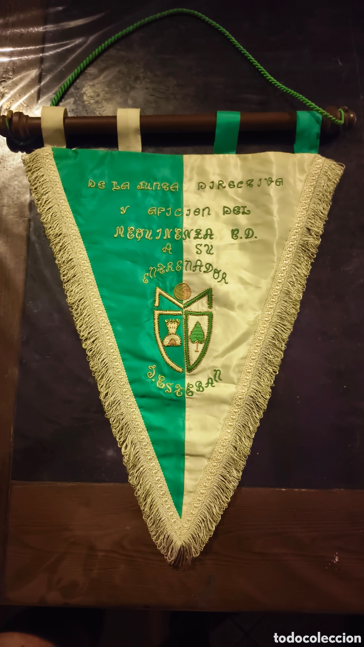 Coleccionismo deportivo: Bander&iacute;n mequinenza club deportivo futbol Zaragoza bordado