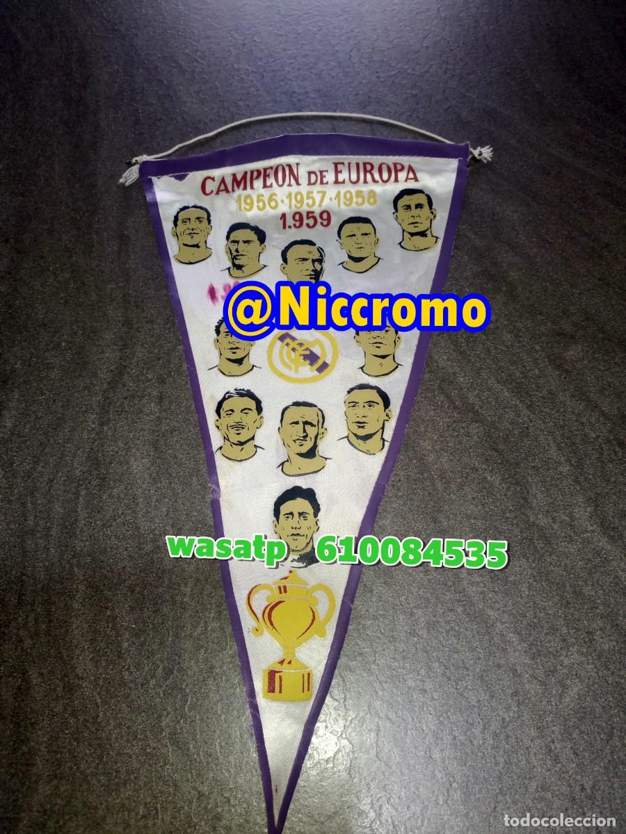 Coleccionismo deportivo: banderin antiguo real madrid campeon europa 1956 a 1960 di stefano gento puskas ver fotos niccromo