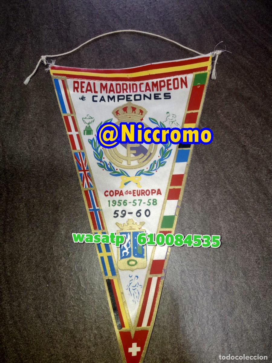Coleccionismo deportivo: banderin antiguo real madrid campeon europa 1956 a 1960 di stefano gento puskas ver fotos niccromo