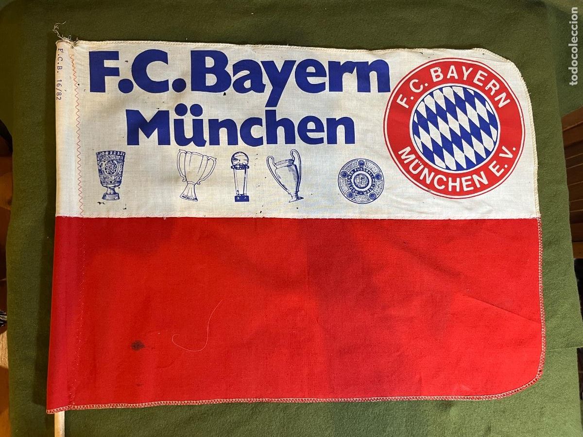 Coleccionismo deportivo: Bander&iacute;n Original FC Bayern M&uuml;nchen 1982 Alemania Vintage F&uacute;tbol Alem&aacute;n Coleccionismo Deportivo