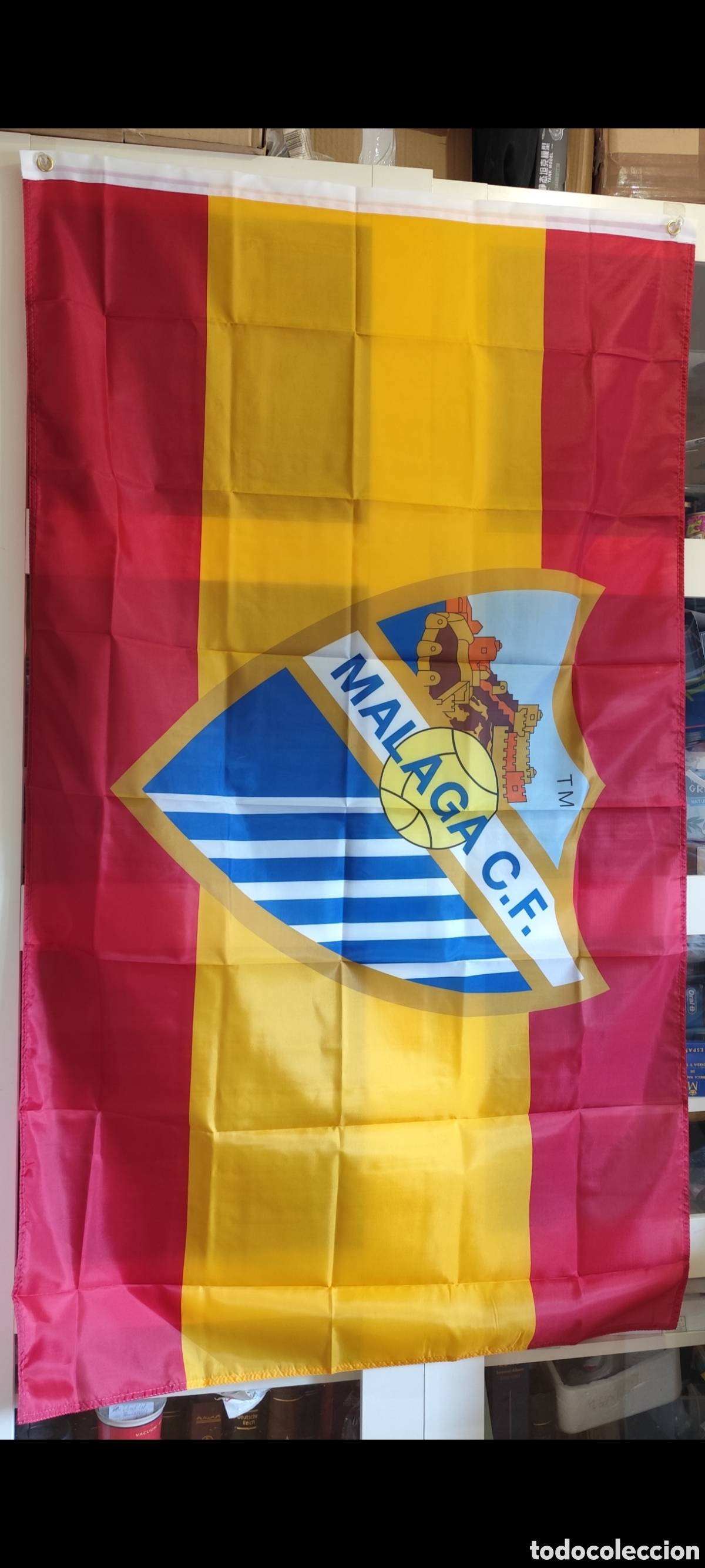 Coleccionismo deportivo: Bandera M&aacute;laga FC Espa&ntilde;a