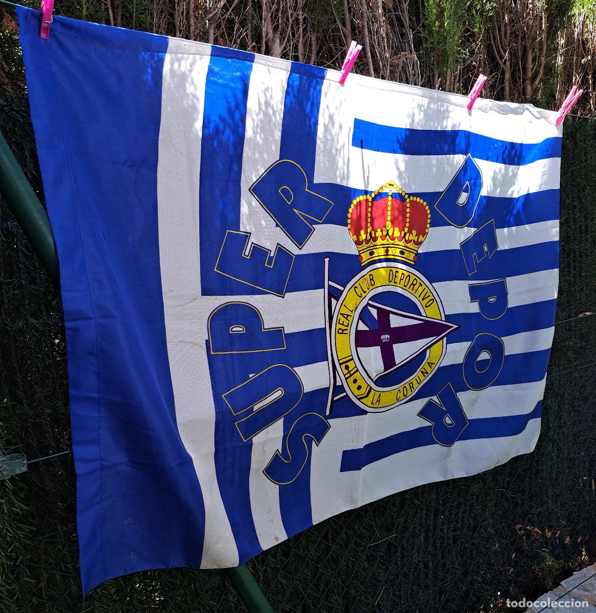 Coleccionismo deportivo: R.C.D. LA CORU&Ntilde;A - FLAG - MEDIDAS; 130 x 94 cms. - MUSEO DEL F&Uacute;TBOL DE SANTA POLA