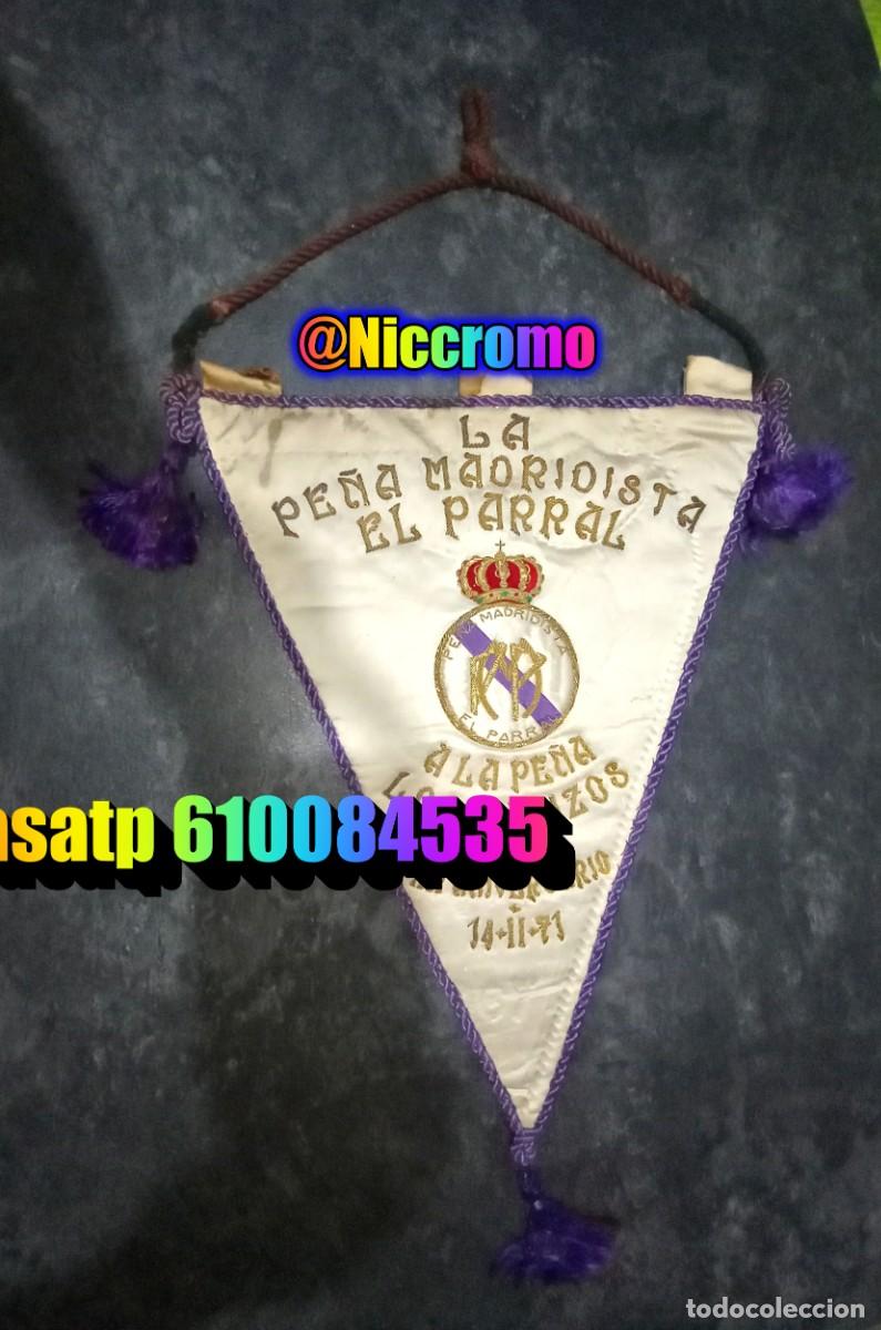 Coleccionismo deportivo: banderin original 1971 pe&ntilde;a real madrid el parra a pe&ntilde;a los macizos 12 aniversario pennant niccromo