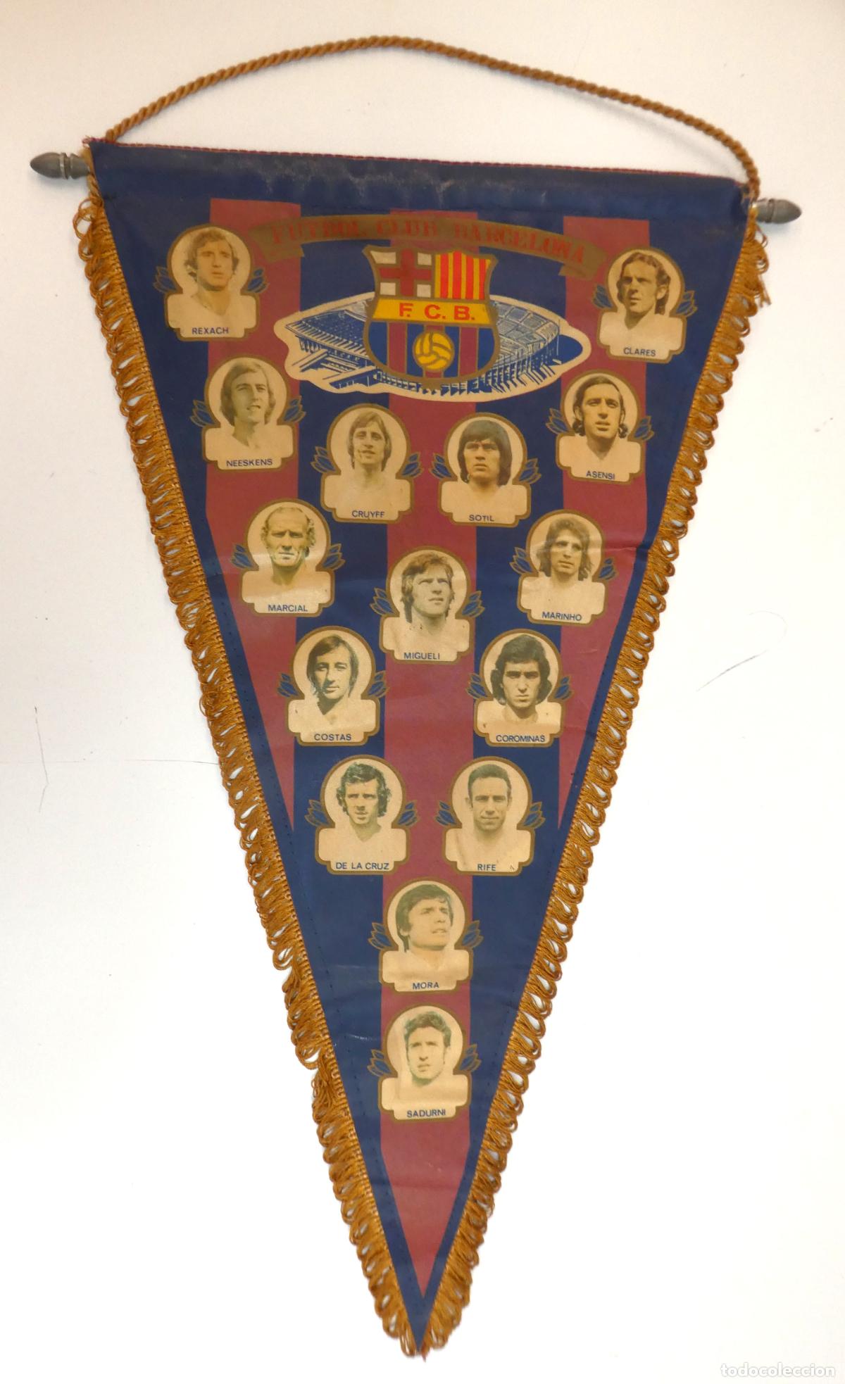 Coleccionismo deportivo: Escaso BANDERIN F.C.BARCELONA EQUIPO CAMPEON DE LIGA 1973/74