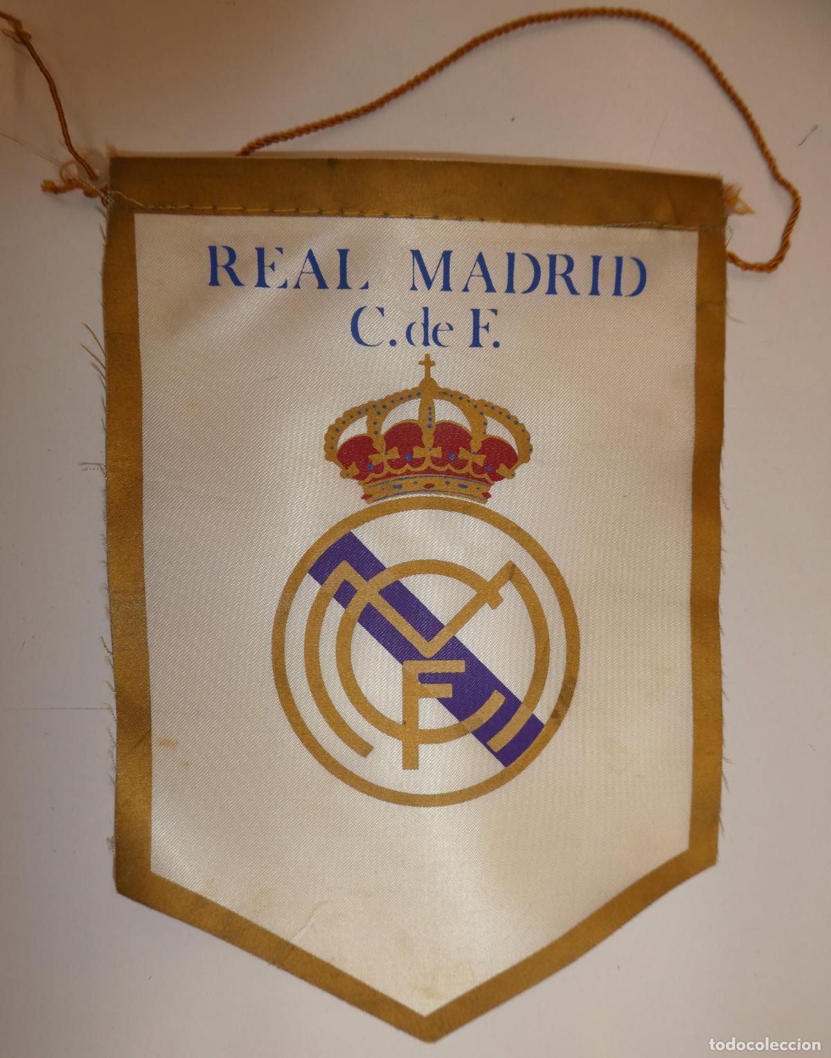 Coleccionismo deportivo: Banderin del Real Madrid, a&ntilde;os 80, mide 22X16 cm