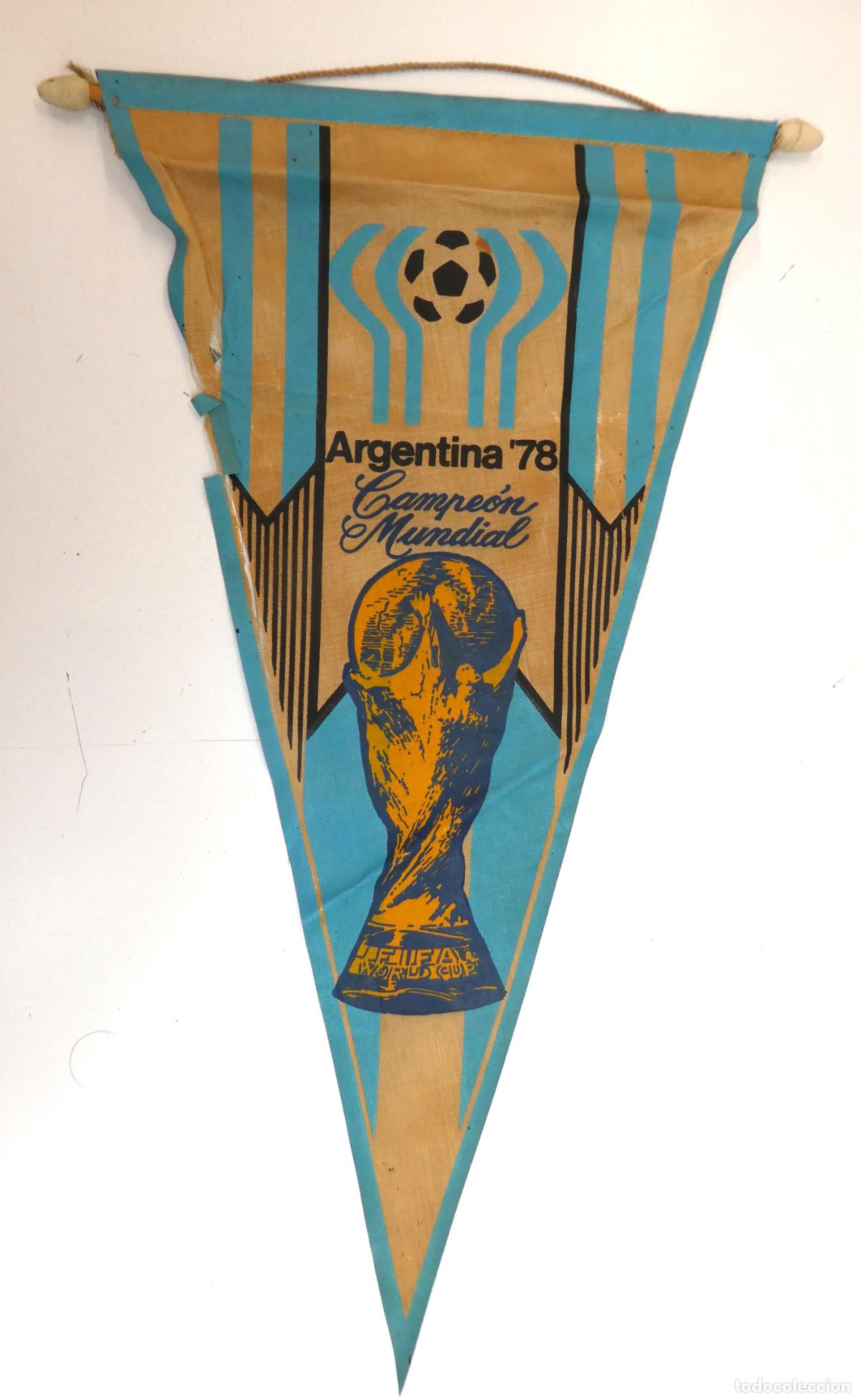 Coleccionismo deportivo: Escaso banderin Argentina 78 Campe&oacute;n Mundial, mide 42X21 cm