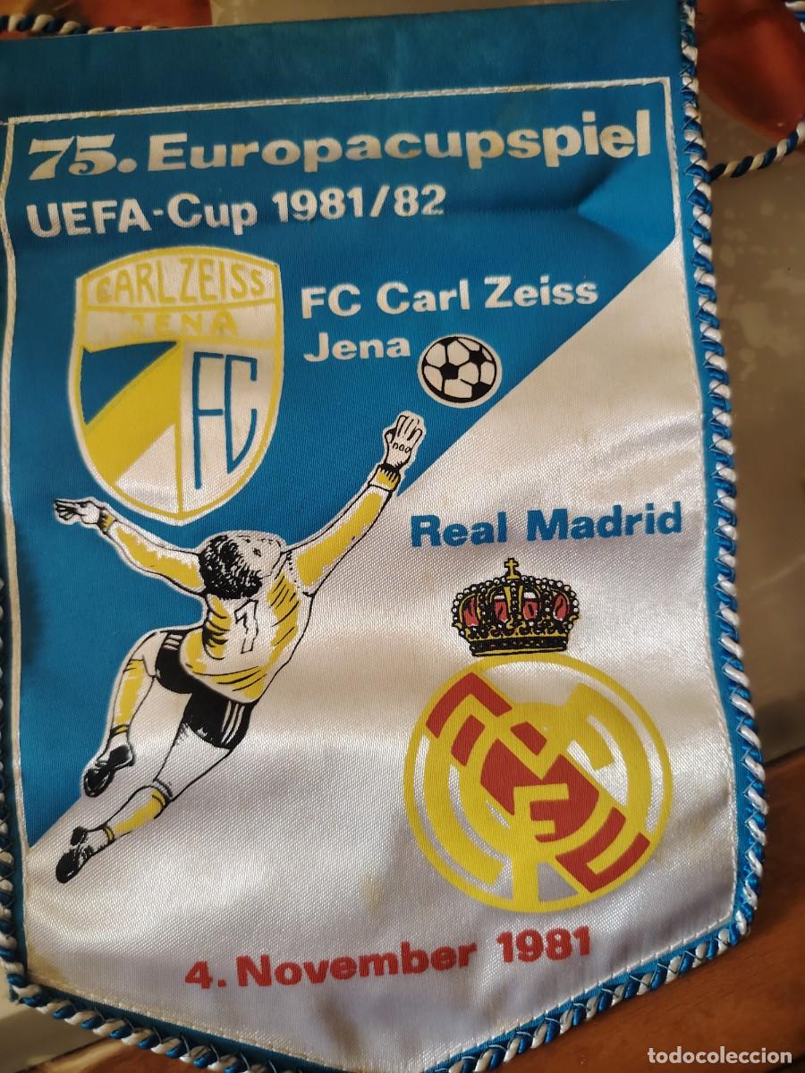Coleccionismo deportivo: UEFA CUP 1981/2 FC CARL ZEISS VS REAL MADRID BANDERIN RARO Y ORIGINAL