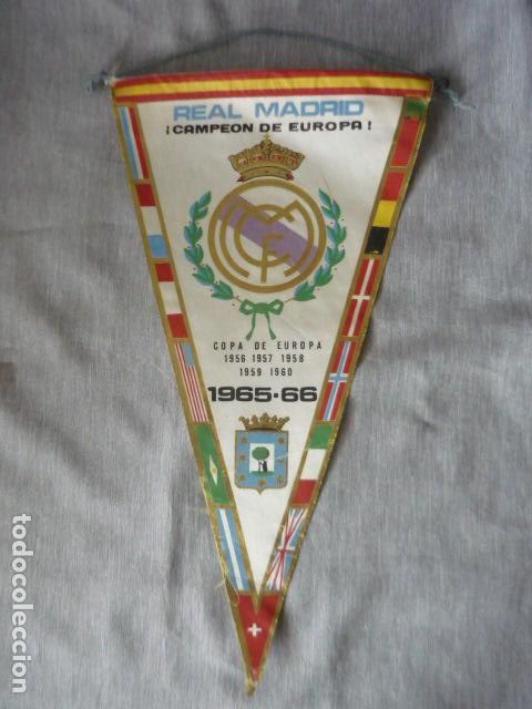 Coleccionismo deportivo: REAL MADRID CAMPEON DE EUROPA 1965 1966 BANDERIN FUTBOL