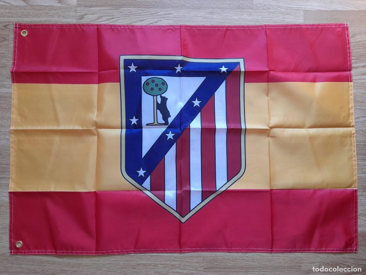 Coleccionismo deportivo: Bandera Atletico de Madrid Espa&ntilde;a