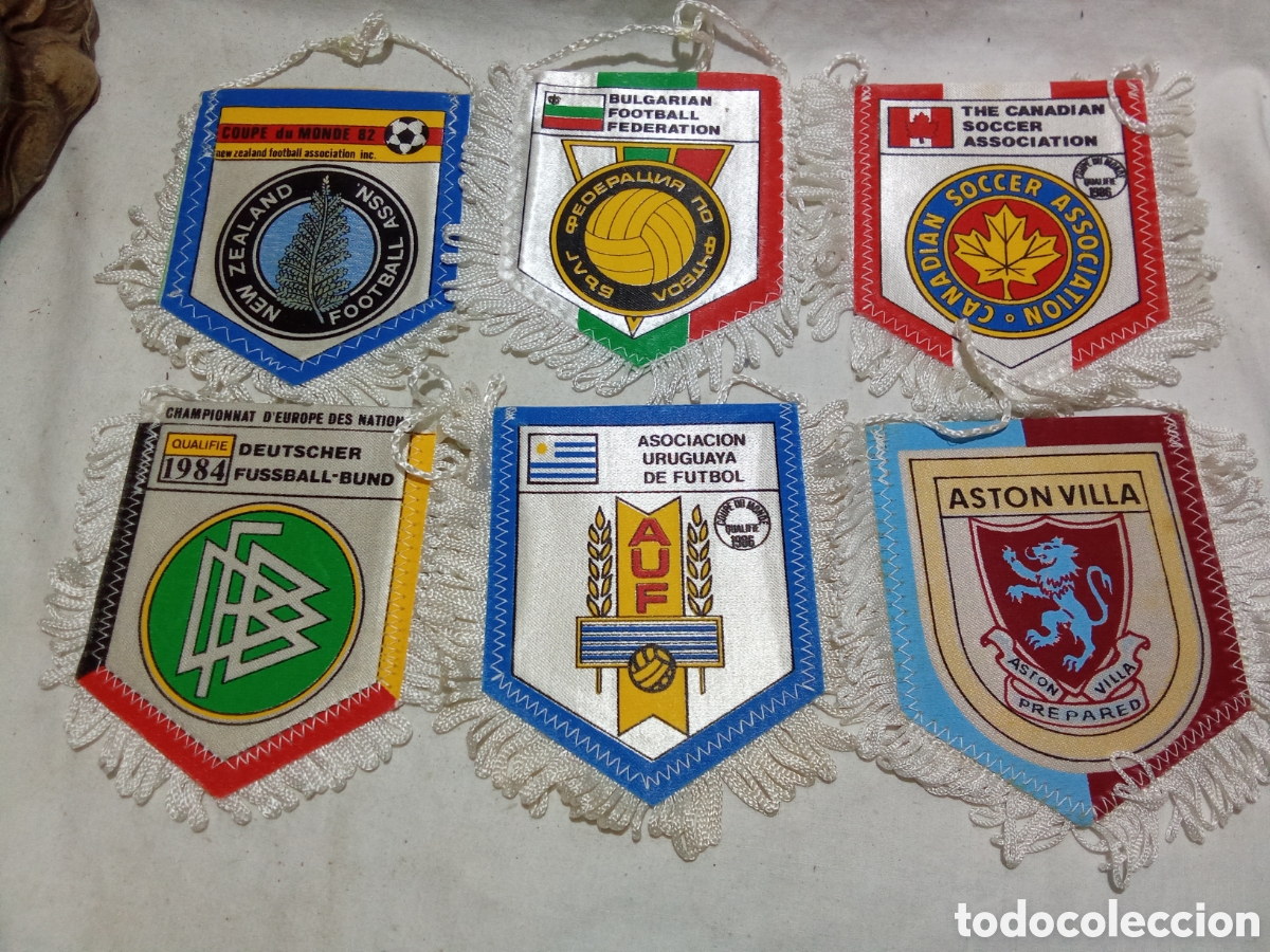 Colecionismo desportivo: LOTE 2 DE 6 BANDERINES DE F&Uacute;TBOL