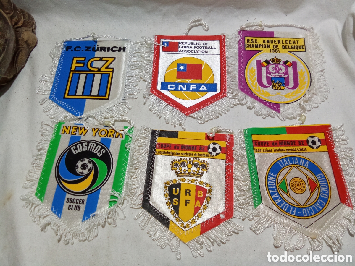 Colecionismo desportivo: LOTE 3 DE 6 BANDERINES DE F&Uacute;TBOL
