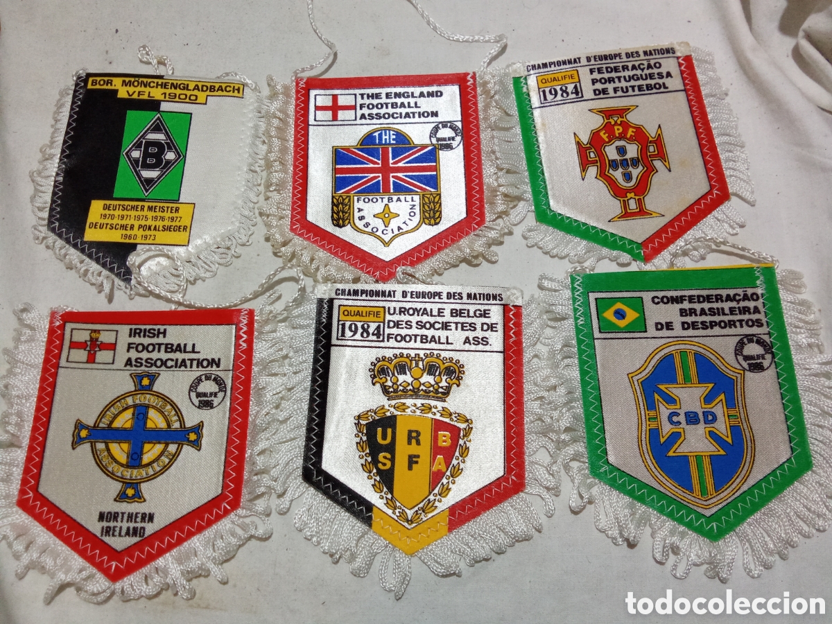Colecionismo desportivo: LOTE 5 DE 6 BANDERINES DE F&Uacute;TBOL