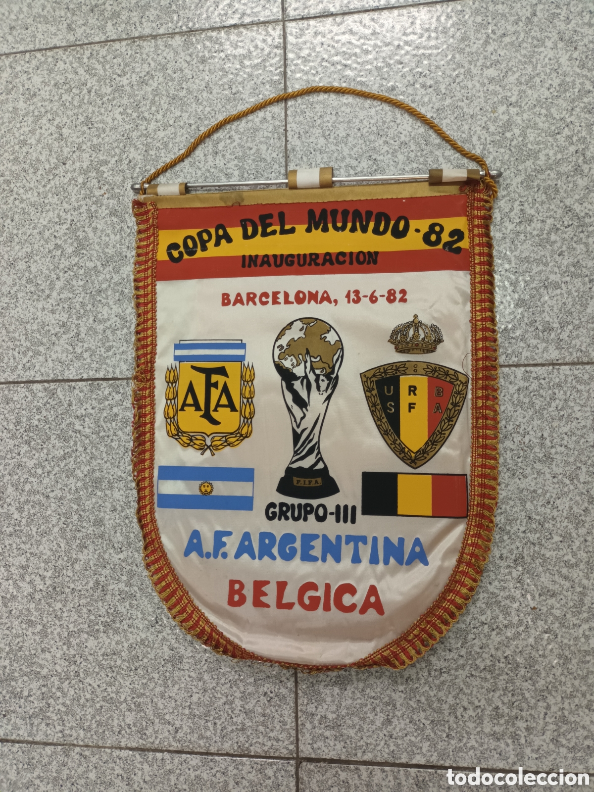 Collectionnisme sportif: Banderin mundial Espa&ntilde;a 82. Partido inagural