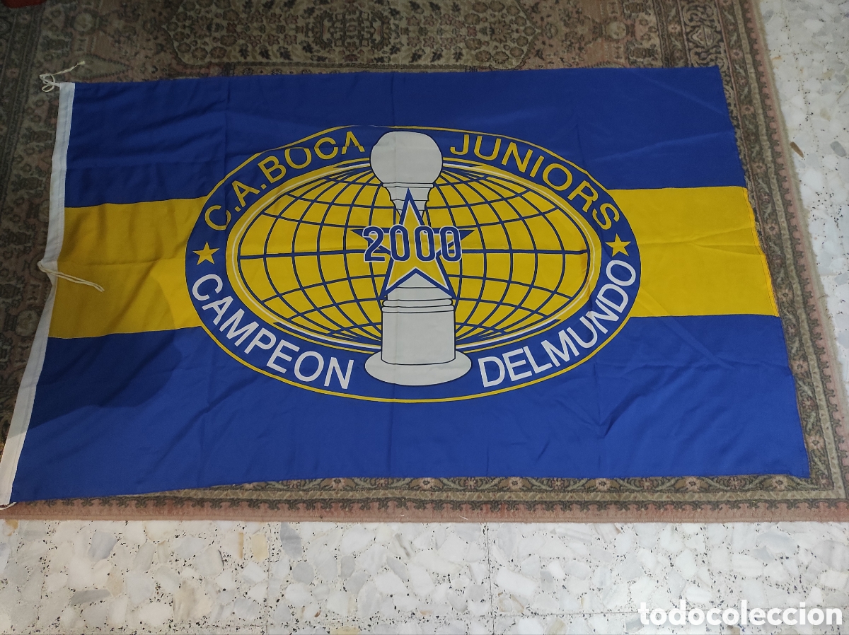 Sports collectibles: Bandera Vintage Boca Juniors Campe&oacute;n Del Mundo 2000 - Original De &Eacute;poca (100x80)