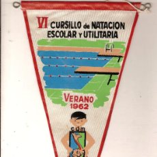 Coleccionismo deportivo: BANDERIN VI CURSILLO DE NATACION ESCOLAR Y UTILITARIA. 1962. 28 X 13 CM. Lote 8660799