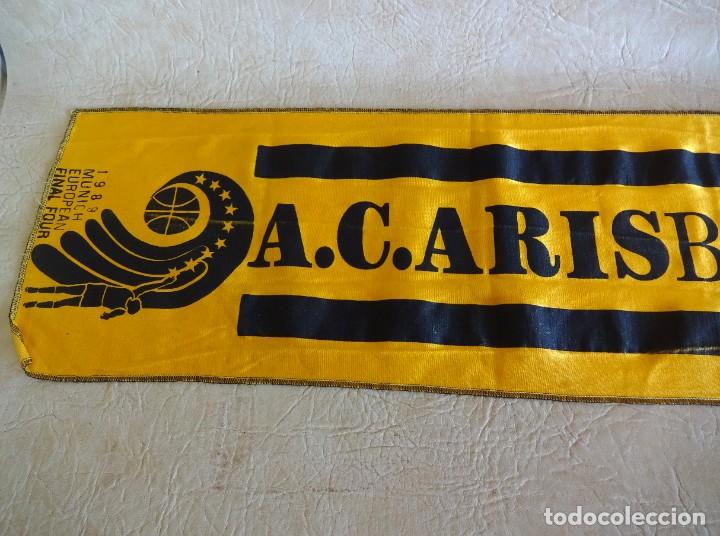 Coleccionismo deportivo: bandera tipo bufanda original final four 1989 munich A.C. Aris - Foto 2