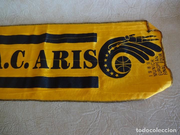 Coleccionismo deportivo: bandera tipo bufanda original final four 1989 munich A.C. Aris - Foto 4