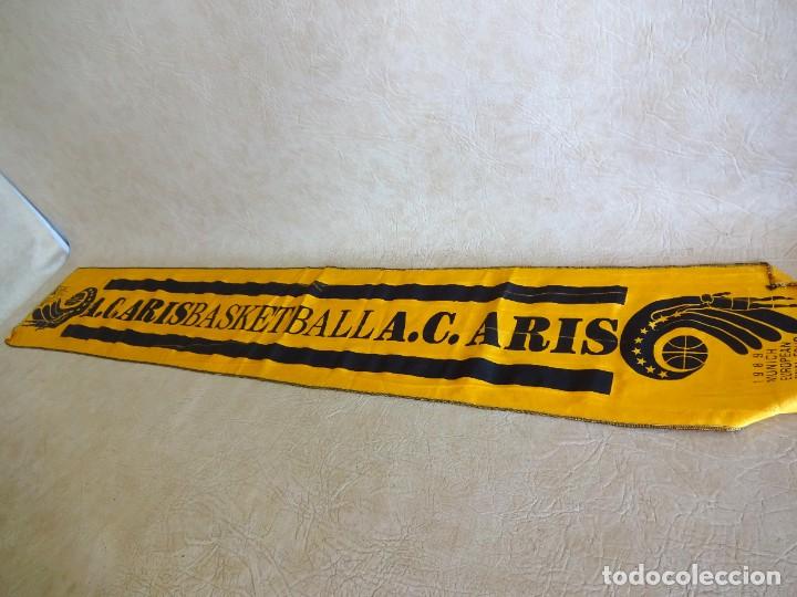 Coleccionismo deportivo: bandera tipo bufanda original final four 1989 munich A.C. Aris - Foto 5