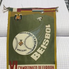 Coleccionismo deportivo: BANDERÍN BÉISBOL 1960 CAMPEONATO DE EUROPA ITALIA-ALEMANIA-HOLANDA -ESPAÑA. Lote 343819053