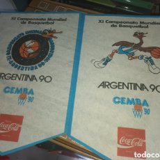 Coleccionismo deportivo: LOTE DE BANDERINES DE ARGENTINA 90. XI CAMPEONATO MUNDIAL DE BASQUETBOL.. Lote 377113249