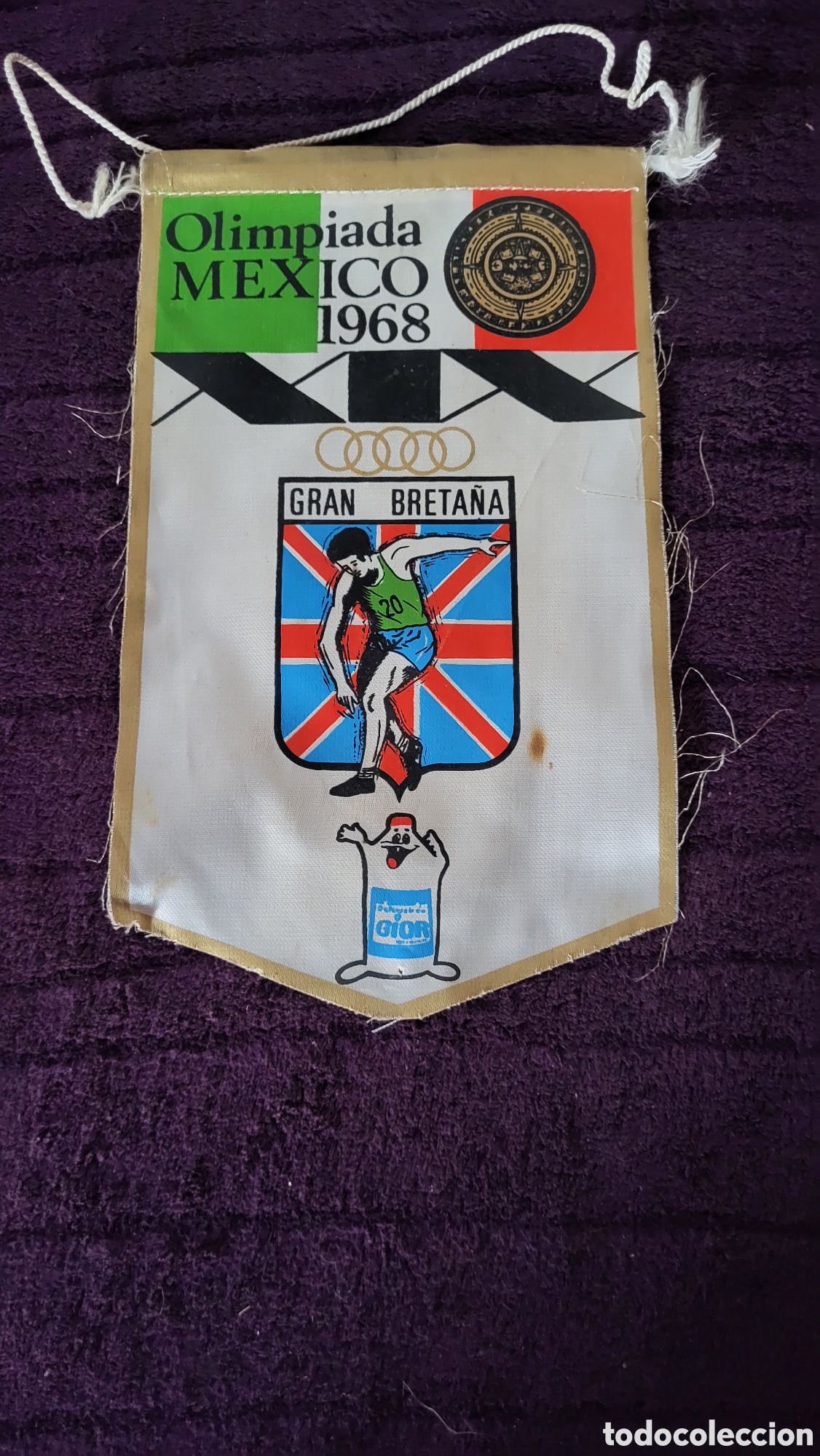 Coleccionismo deportivo: Bander&iacute;n Olimpiada M&eacute;xico 1968 - Foto 1