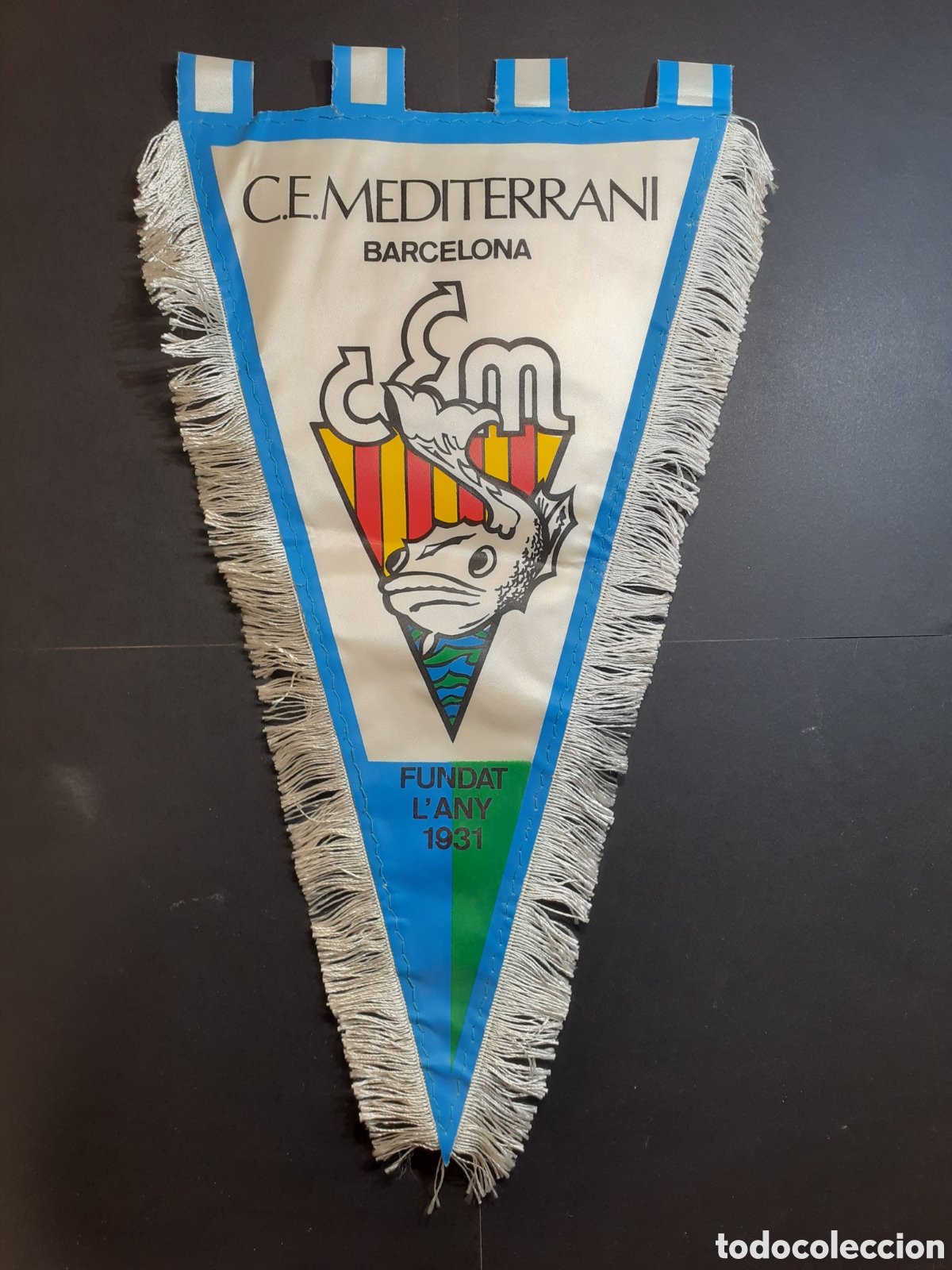 Coleccionismo deportivo: BANDERIN CE MEDITERRANI - Foto 1