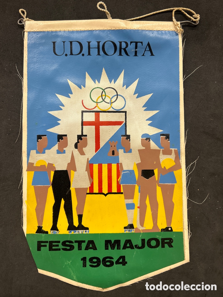 Coleccionismo deportivo: Bander&iacute;n U.D.Horta gesta major 1964 - Foto 1