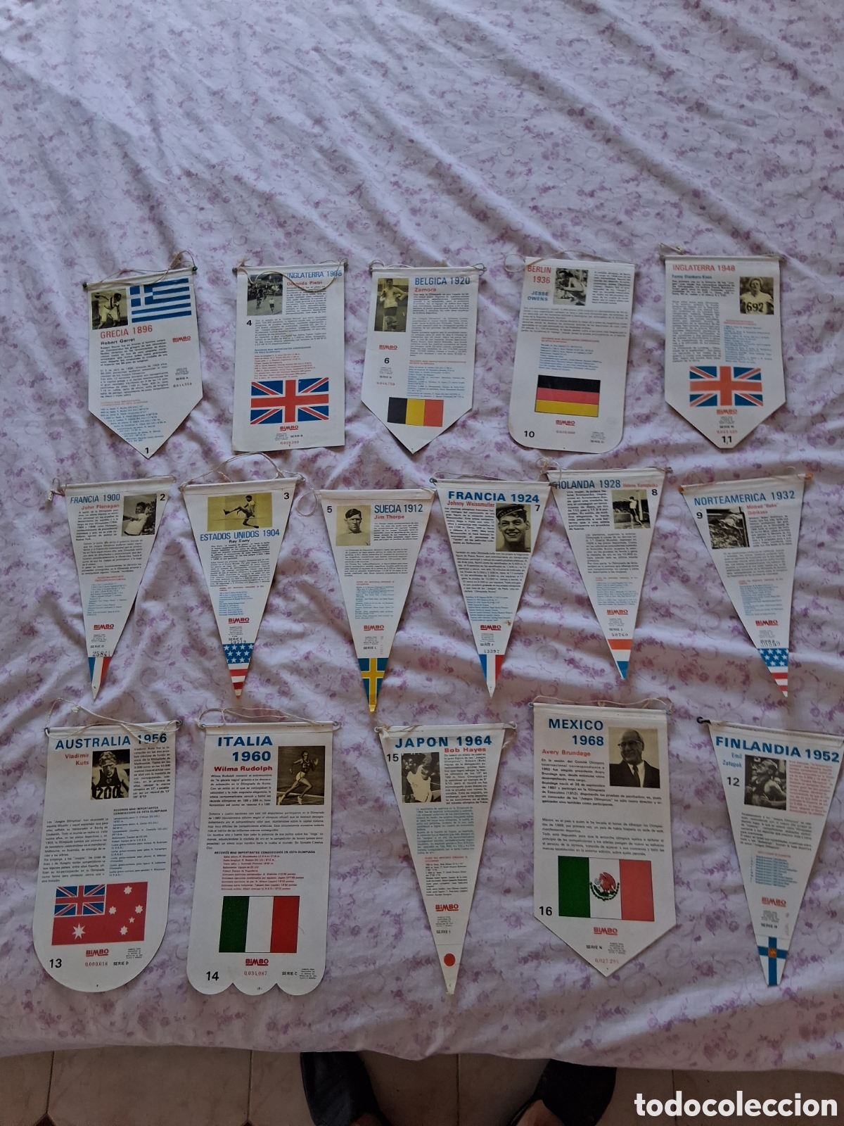 Coleccionismo deportivo: SUPERBANDERINES OL&Iacute;MPICOS BIMBO .COMPLETO - Foto 6
