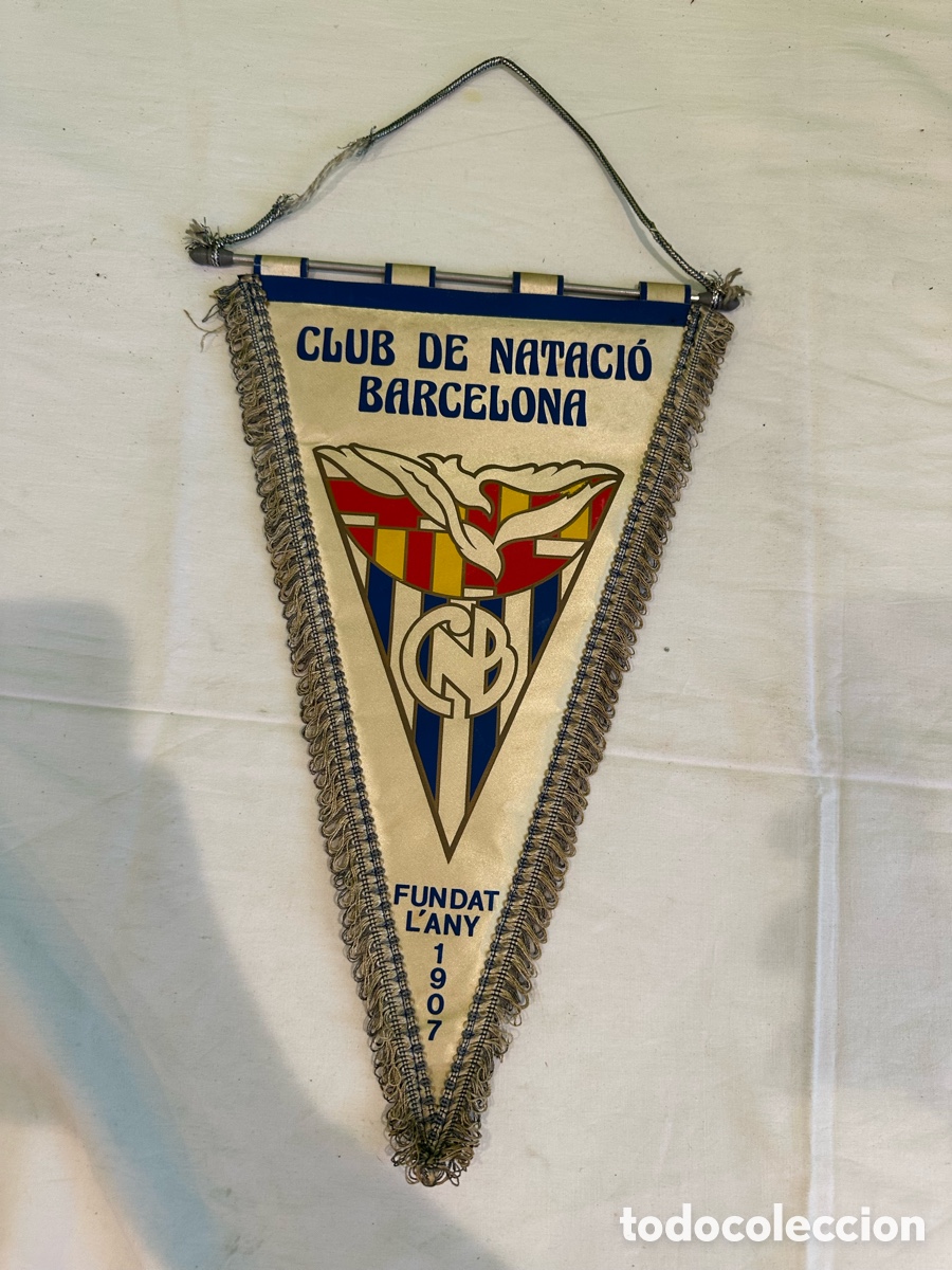 Coleccionismo deportivo: Bander&iacute;n Club de Nataci&oacute; Barcelona 1907 vintage nataci&oacute;n
