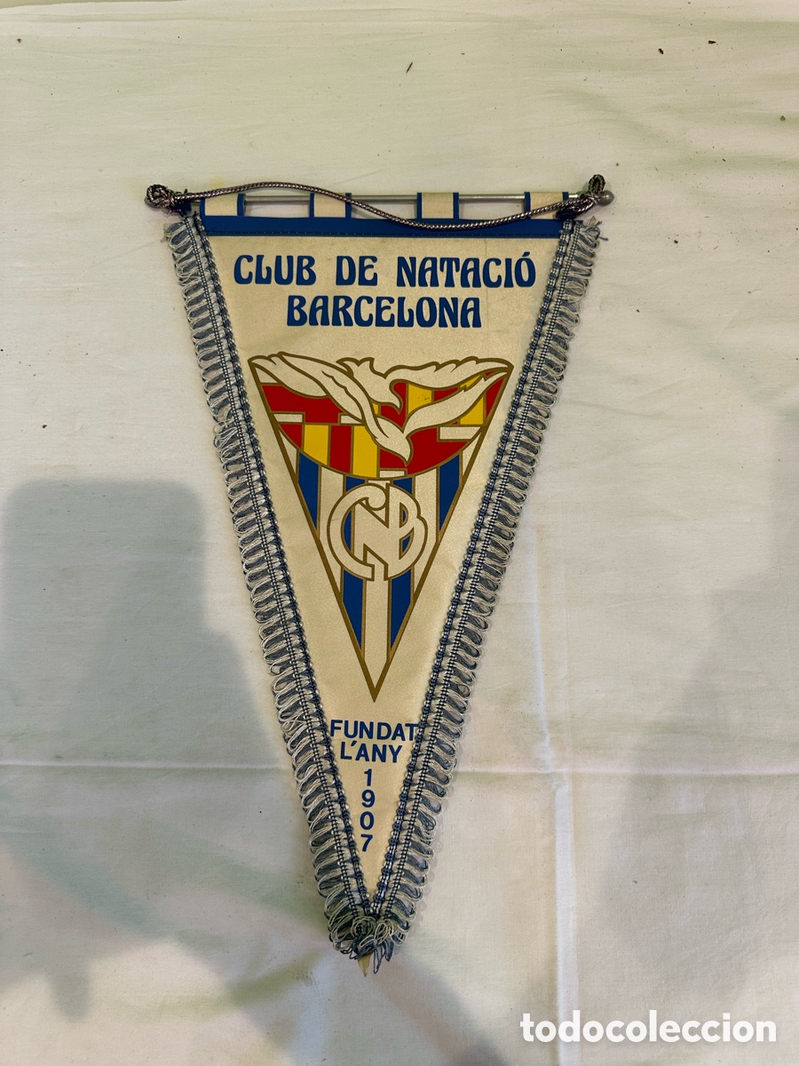 Coleccionismo deportivo: Bander&iacute;n Club de Nataci&oacute; Barcelona 1907 vintage original