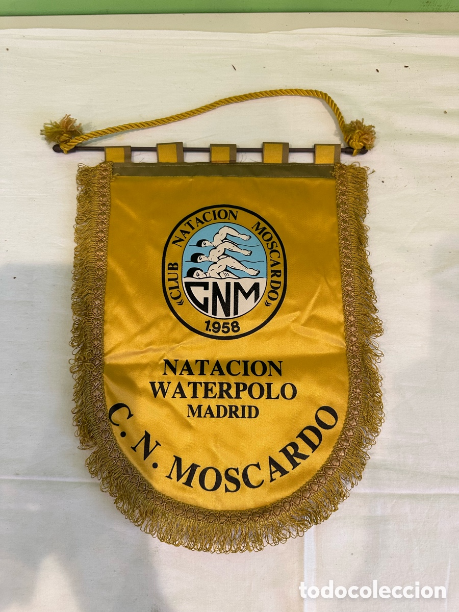 Coleccionismo deportivo: Bander&iacute;n Club Nataci&oacute;n Moscard&oacute; Madrid 1958 waterpolo vintage