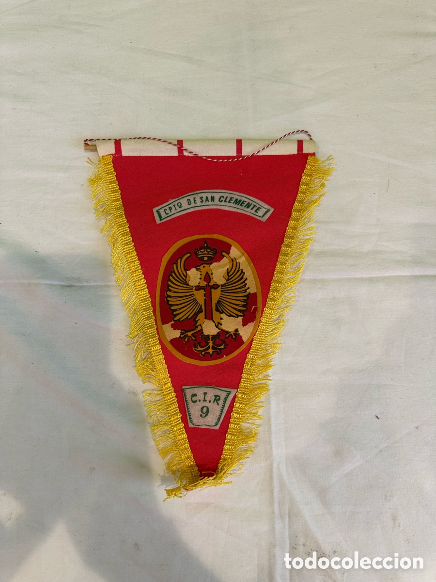 Coleccionismo deportivo: Bander&iacute;n antiguo Ej&eacute;rcito San Clemente CIR 9 militar Espa&ntilde;a