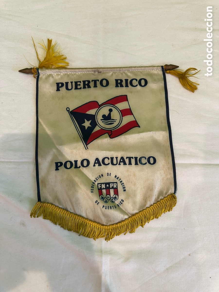 Coleccionismo deportivo: Bander&iacute;n antiguo Polo Acu&aacute;tico Puerto Rico Federaci&oacute;n Nataci&oacute;n