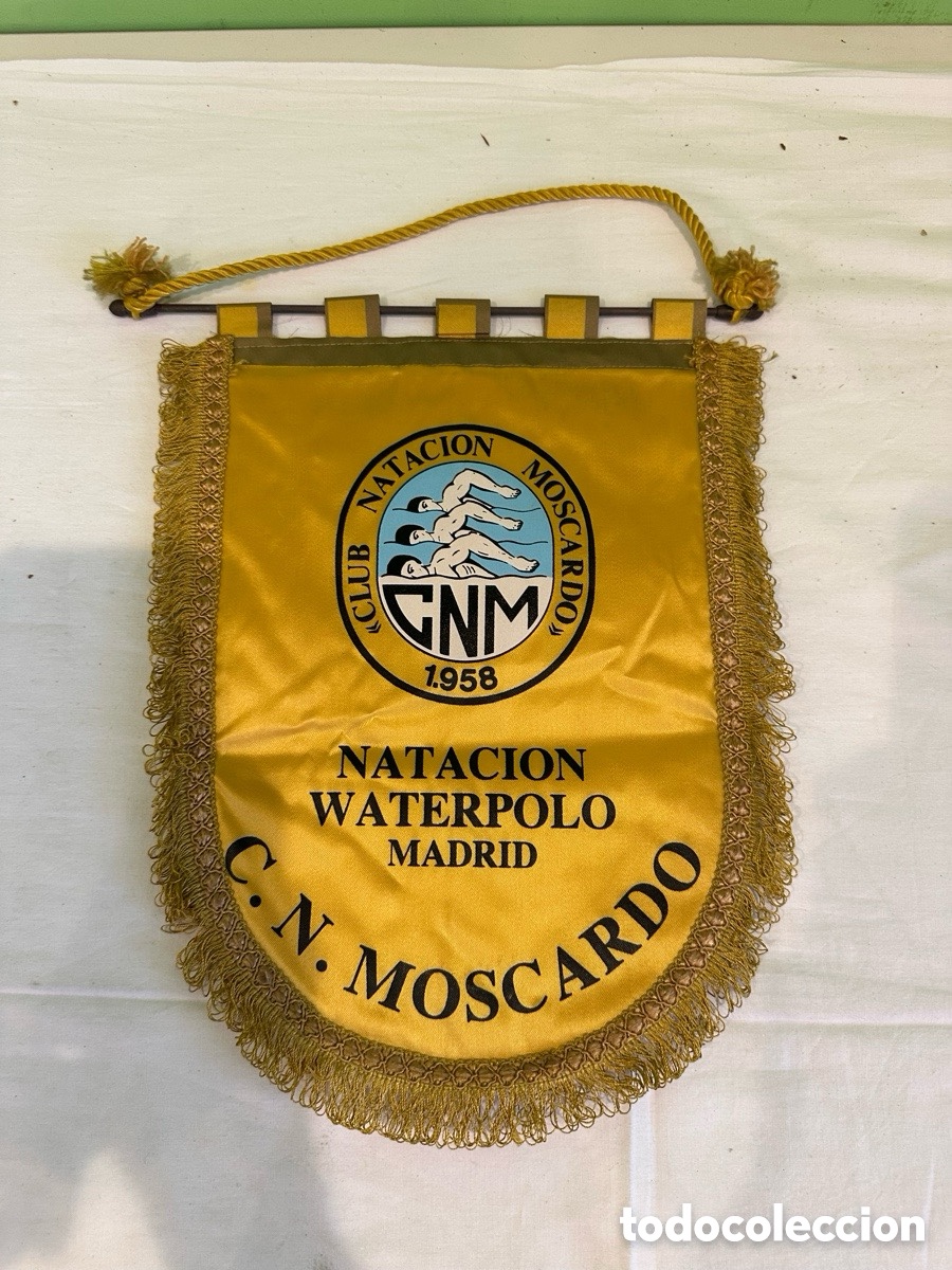 Coleccionismo deportivo: Bander&iacute;n Club Nataci&oacute;n Moscard&oacute; Madrid 1958 waterpolo vintage