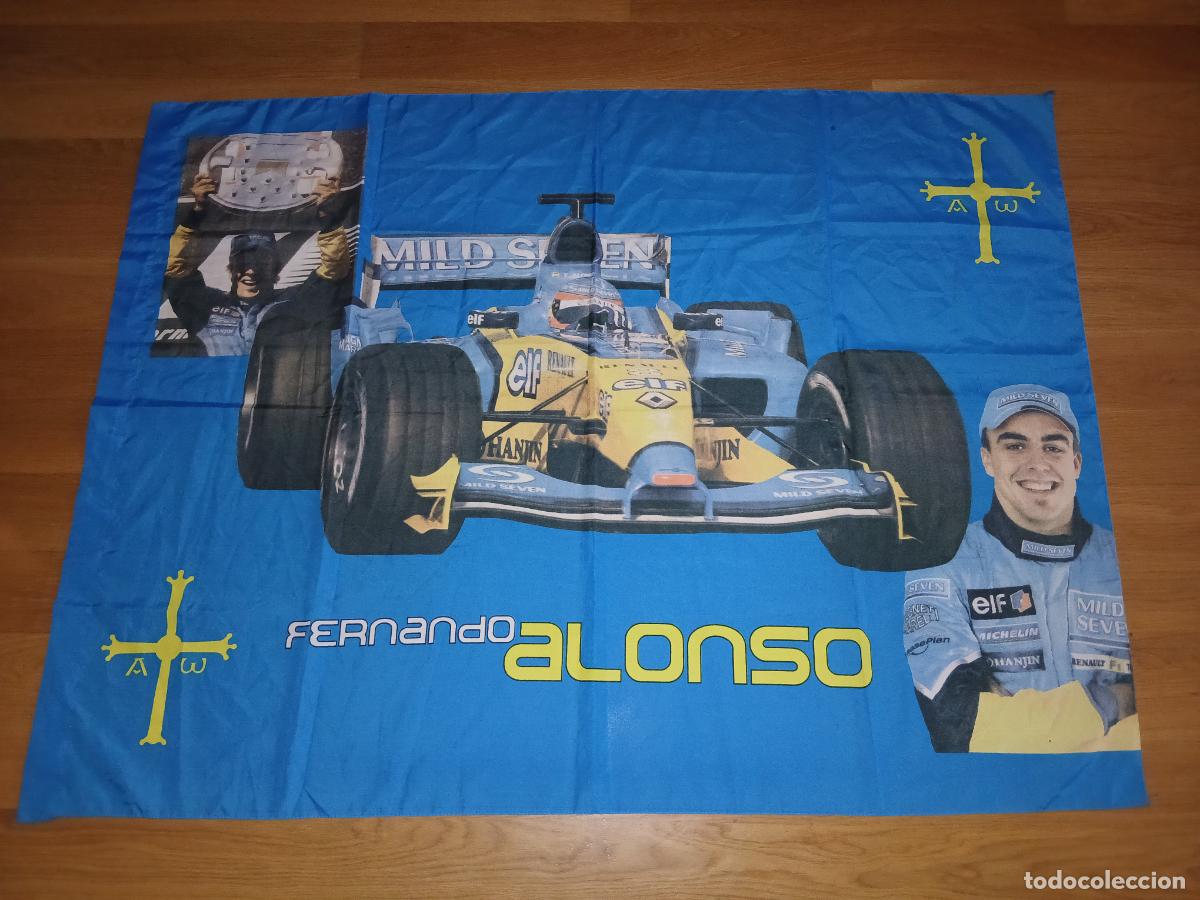 Sports collectibles: Bandera Fernando Alonso, 132x98 cm, Renault F1 Mild seven