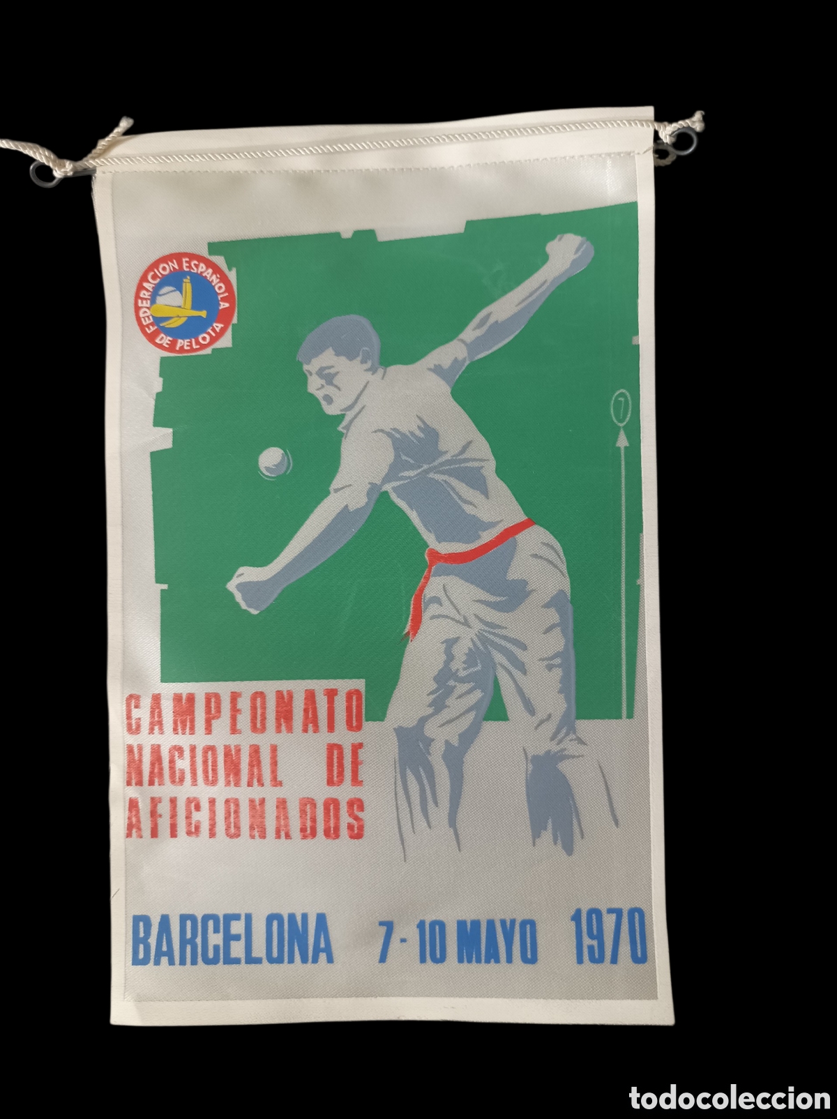 Coleccionismo deportivo: Antiguo bander&iacute;n de Pelota Vasca - Campeonato Nacional de Aficionados - Barcelona 1970
