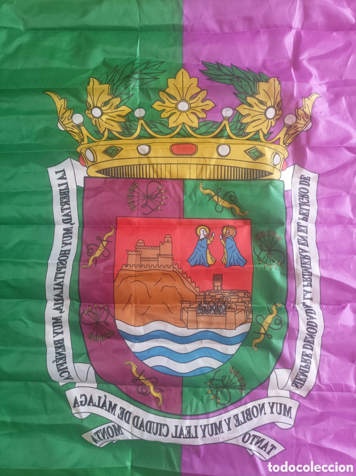 Coleccionismo deportivo: Bandera Ciudad de M&aacute;laga 150x90 cm aprox