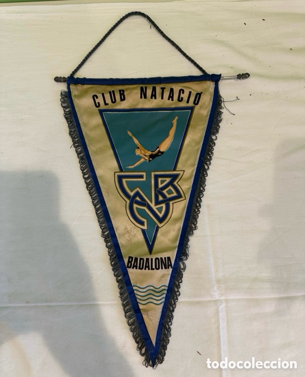 Coleccionismo deportivo: Bander&iacute;n Club Nataci&oacute; Badalona vintage deportivo nataci&oacute;n original