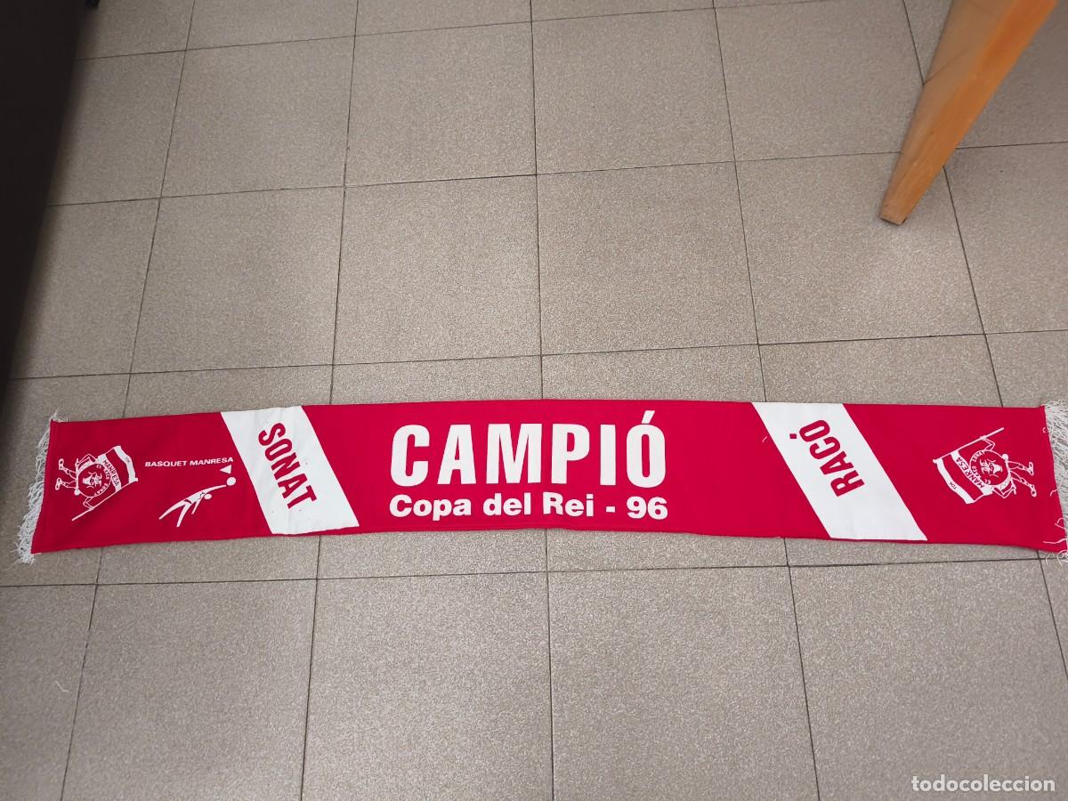 Coleccionismo deportivo: Bufanda Tdk Manresa campe&oacute;n copa del rey. 1996 .Bufanda