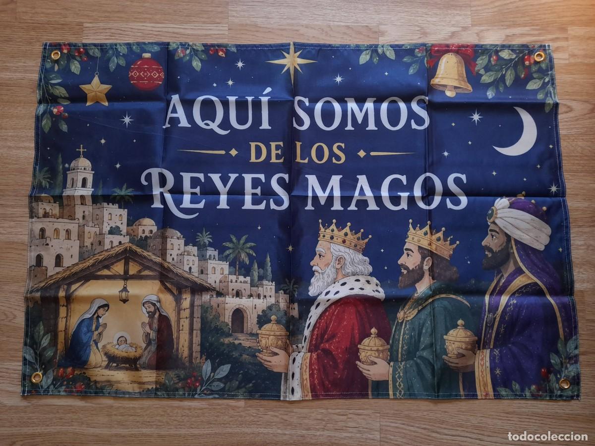 Coleccionismo deportivo: Balconera Navidad Aqu&iacute; somos de los Reyes Magos