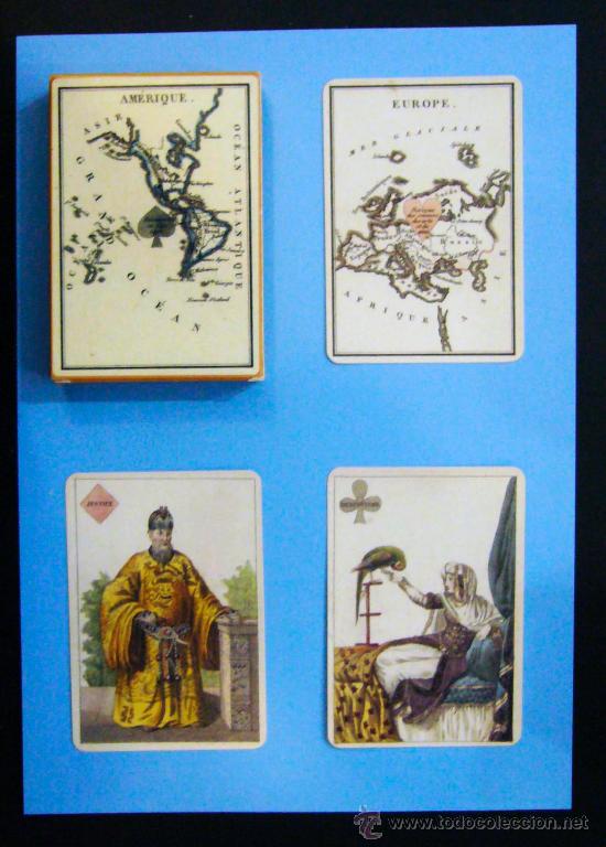Barajas de cartas: Baraja Juego de las Cuatro Partes del Mundo. Francia. Siglo XIX (1820). Facs&iacute;mil. Fournier