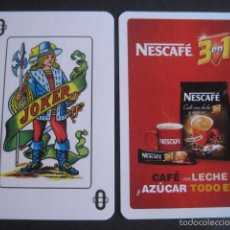 Barajas de cartas: CAFE NESCAFE. CARTA POKER, JOKER, MONO, COMODIN DE BARAJA.