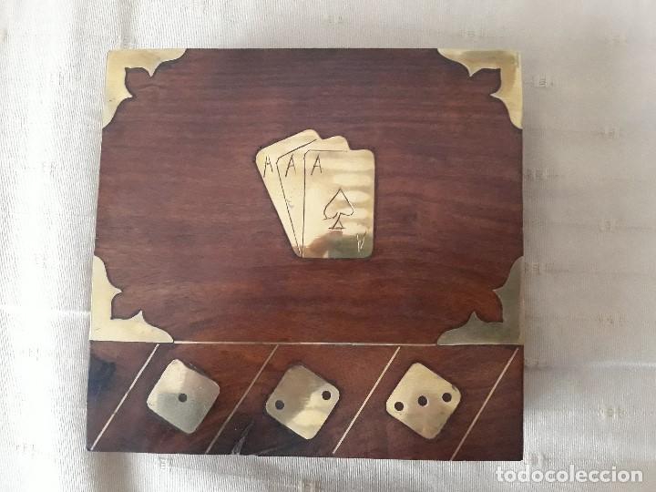 Barajas de cartas: CAJA DE MADERA CON BARAJAS Y DADOS - Foto 3