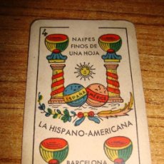 Barajas de cartas: NAIPE CARTA CROMO LA HISPANO AMERICANA 4 COPAS