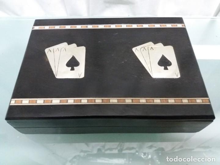 Barajas de cartas: CAJA MADERA CON BARAJAS CARTAS - Foto 1
