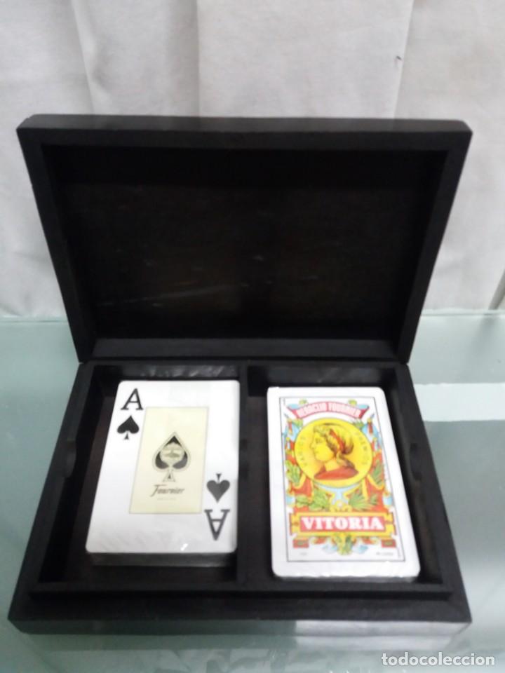 Barajas de cartas: CAJA MADERA CON BARAJAS CARTAS - Foto 2